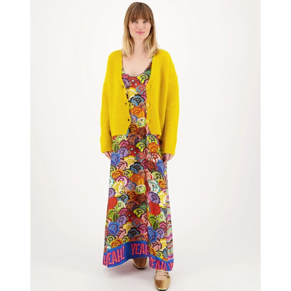 Me369 Allison Maxi Dress Multicolor Floral Wave Print Sleeveless Women Sz L